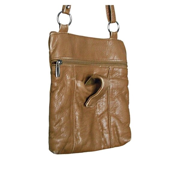 Purse King Mini Duchess Crossbody Bag Purse Organizer Soft Leather Tan Beige - Picture 3 of 12